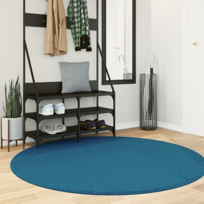 Tapis OVIEDO à poils courts turquoise Ø 160 cm – Image 1