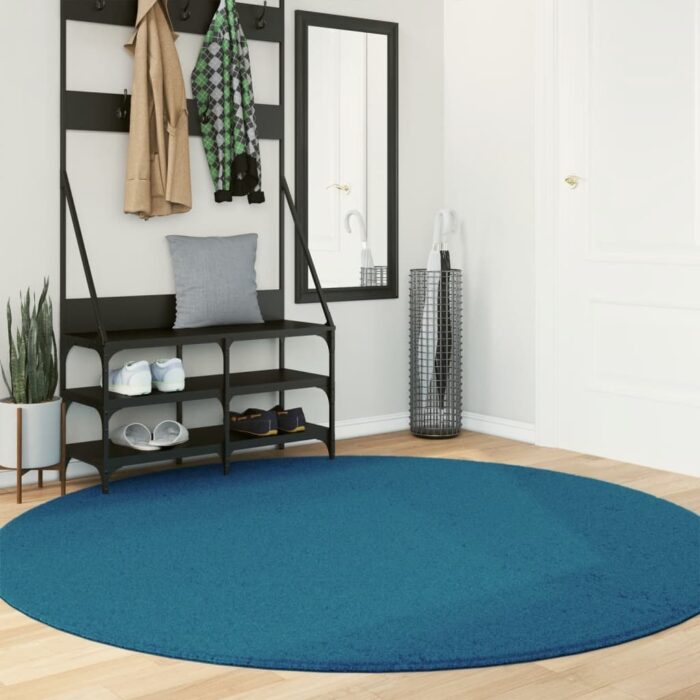 Tapis OVIEDO à poils courts turquoise Ø 200 cm – Image 1