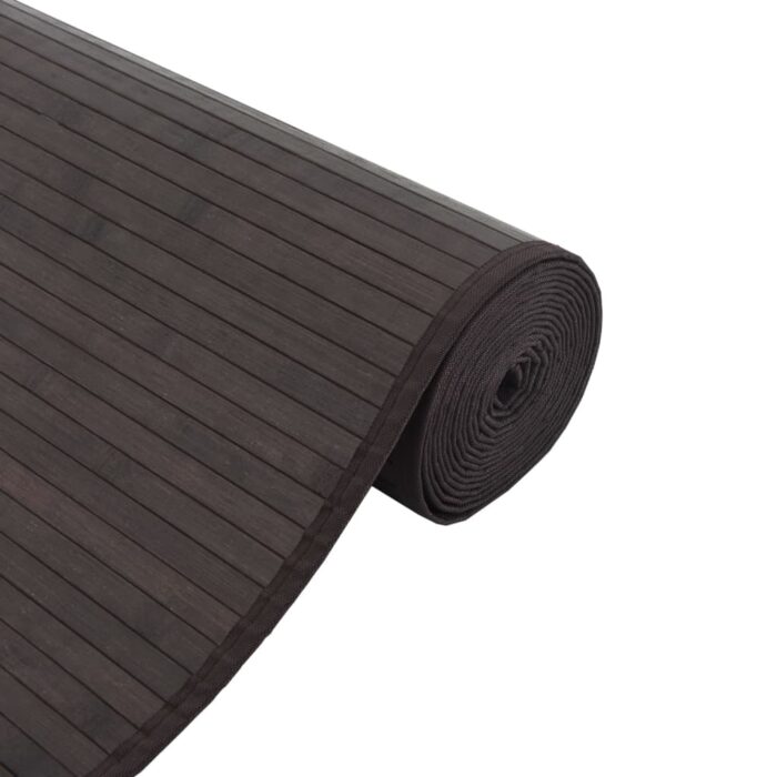 Tapis rectangulaire marron foncé 60x300 cm bambou – Image 2