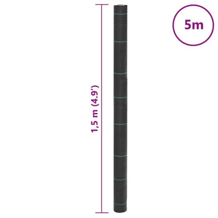 Membrane anti-mauvaises herbes noir 1,5x5 m PP – Image 7