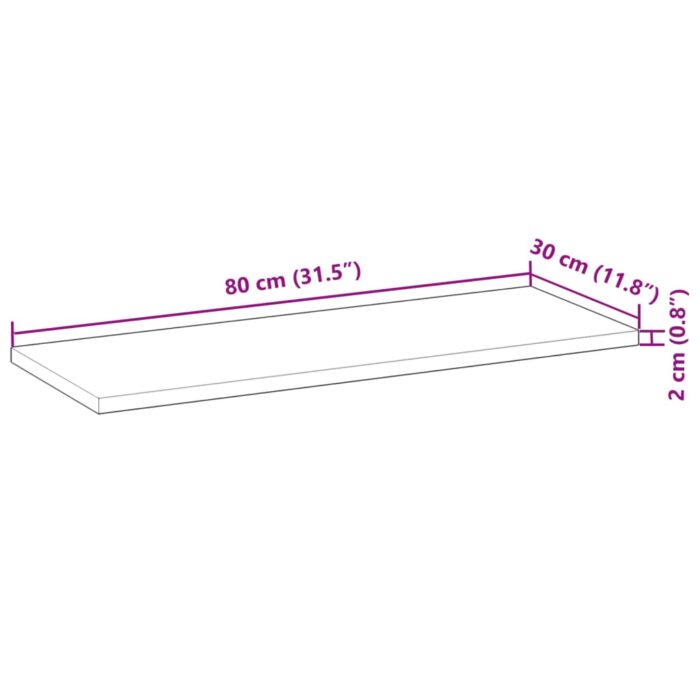Dessus de table 80x30x2 cm rectangulaire bois massif d'acacia – Image 7