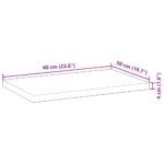Dessus de table rectangulaire 60x50x4 cm bois massif d'acacia – Image 8