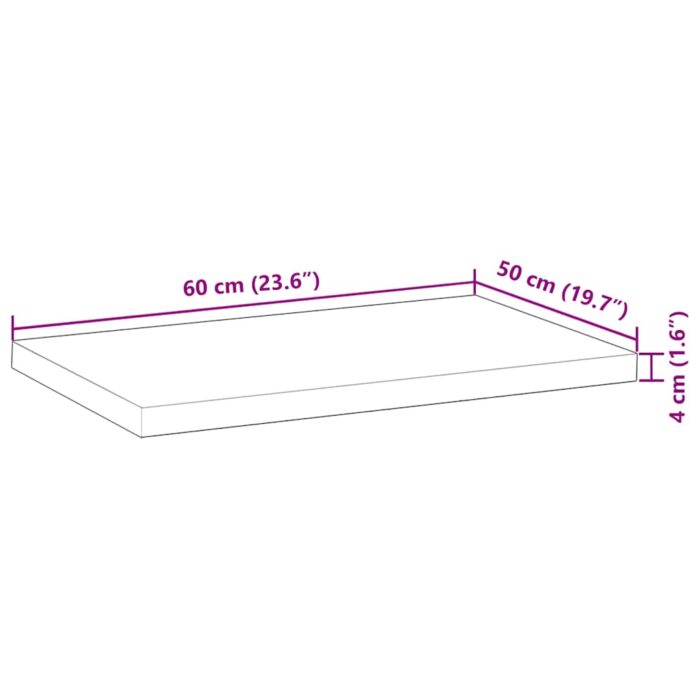 Dessus de table rectangulaire 60x50x4 cm bois massif d'acacia – Image 8