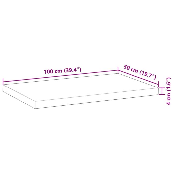 Dessus de table rectangulaire 100x50x4 cm bois massif d'acacia – Image 8