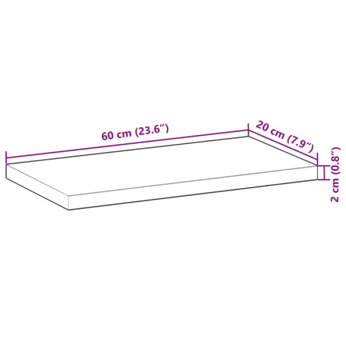 Dessus de table rectangulaire 60x20x2 cm bois massif d'acacia – Image 7