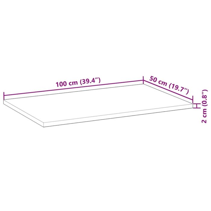 Dessus de table rectangulaire 100x50x2 cm bois massif d'acacia – Image 8