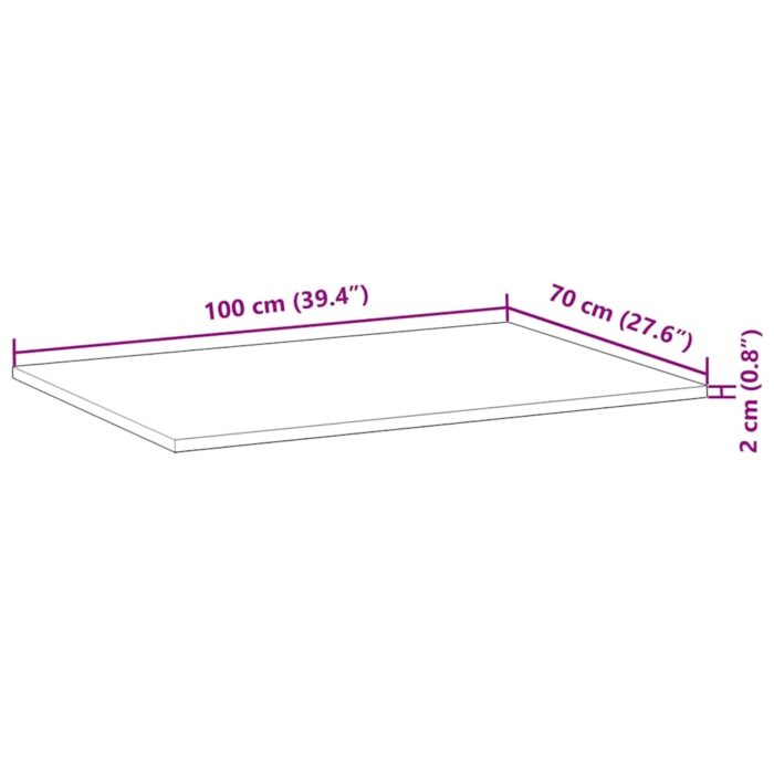 Dessus de table rectangulaire 100x70x2 cm bois massif d'acacia – Image 8