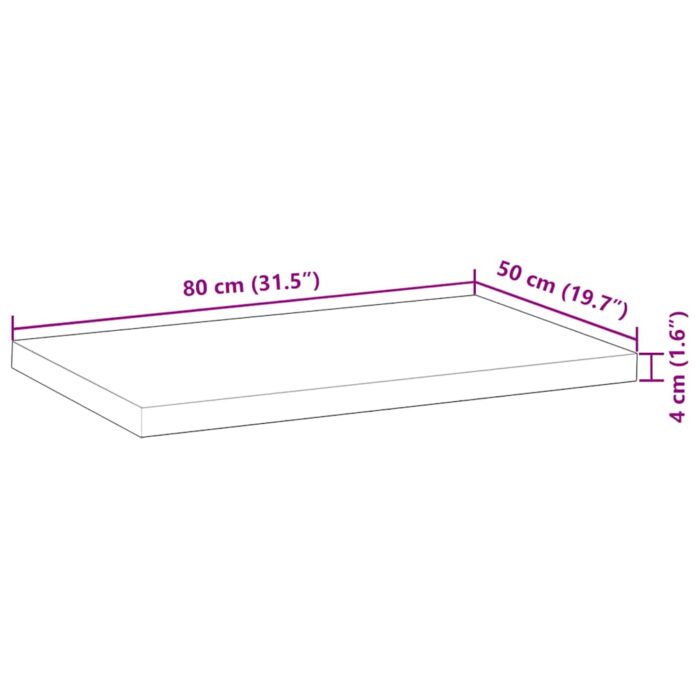 Dessus de table rectangulaire 80x50x4 cm bois massif d'acacia – Image 8