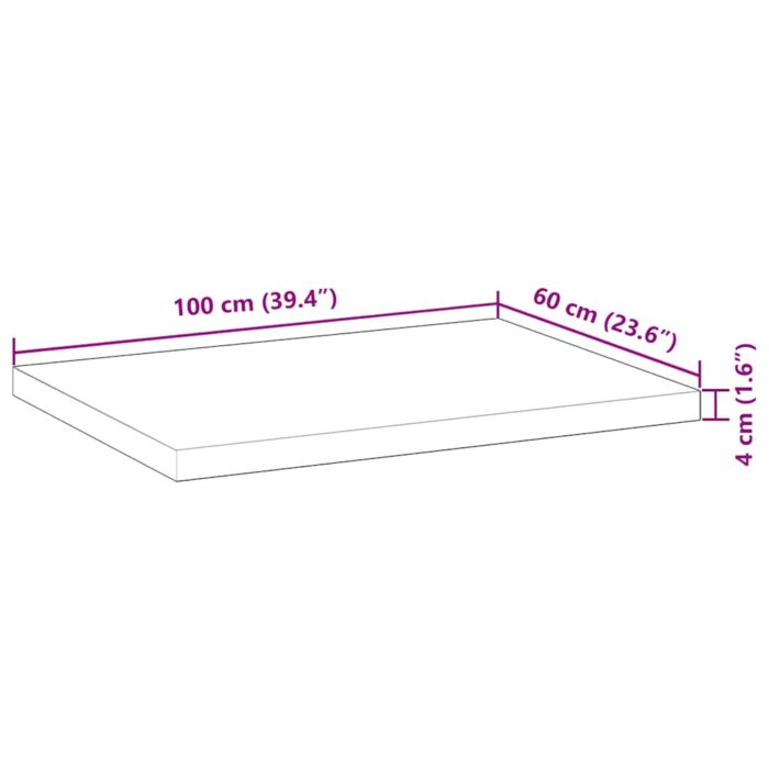 Dessus de table rectangulaire 100x60x4 cm bois massif d'acacia – Image 8