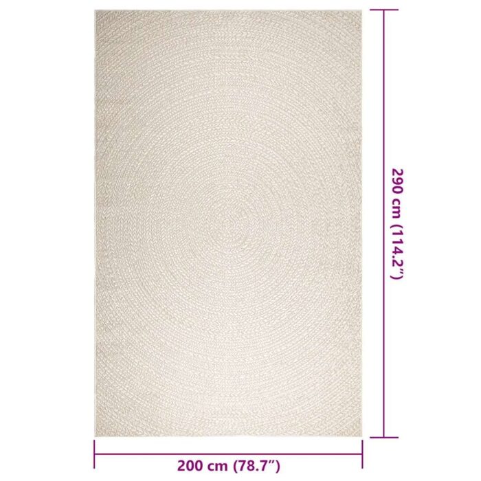 Tapis ZIZUR crème 200x290 cm aspect de jute intérieur extérieur – Image 8