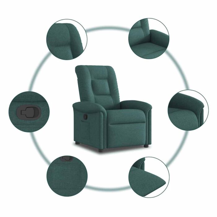 Fauteuil inclinable Vert foncé Tissu – Image 5