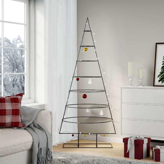 Arbre de Noël en métal pour décoration noir 180 cm – Image 1