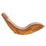 Chaise longue à bascule avec coussin en bois massif d'acacia – Image 3