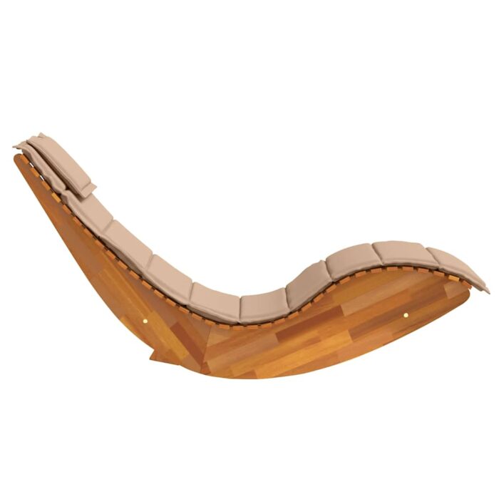 Chaise longue à bascule avec coussin en bois massif d'acacia – Image 3