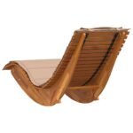 Chaise longue à bascule avec coussin en bois massif d'acacia – Image 4