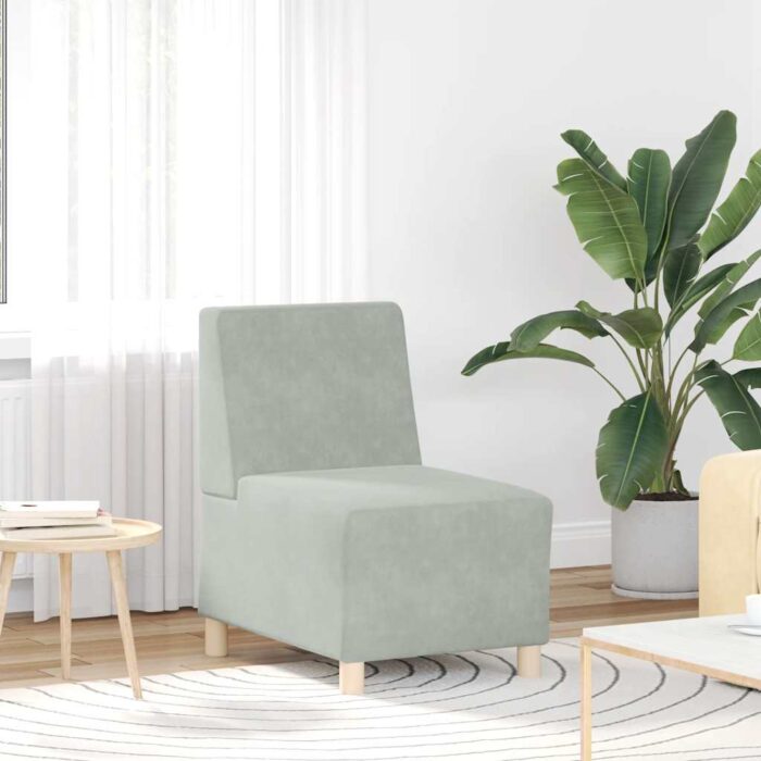 Canapé modulaire sans accoudoirs Gris clair 55 cm Velours – Image 1