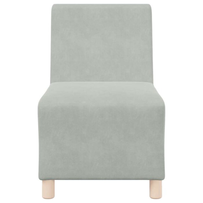 Canapé modulaire sans accoudoirs Gris clair 55 cm Velours – Image 2