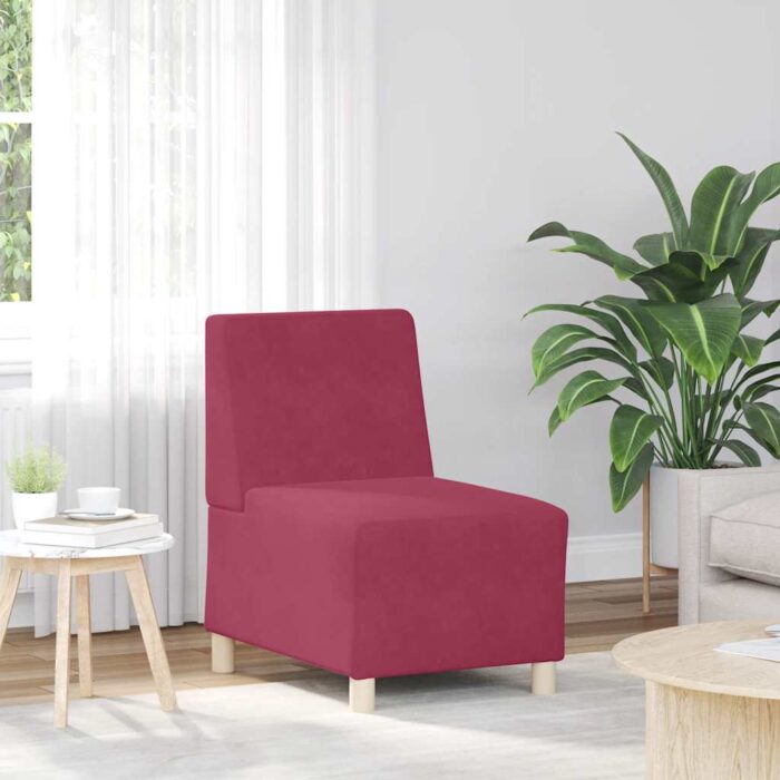 Canapé modulaire sans accoudoirs Rouge vin 55 cm Velours – Image 1