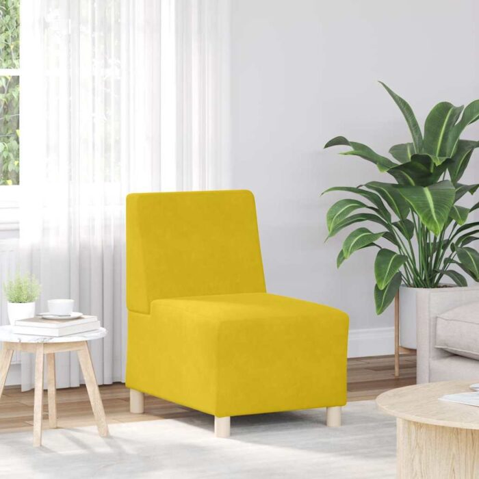 Canapé modulaire sans accoudoirs Jaune 55 cm Velours – Image 1
