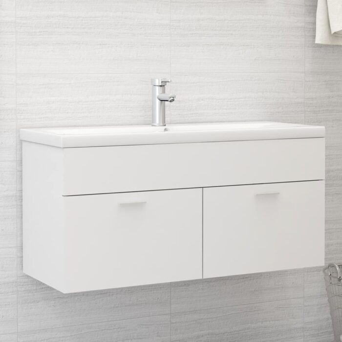 804674_1.jpg Armoire d'évier Blanc 100x38,5x46 cm Bois d’ingénierie – Image 1