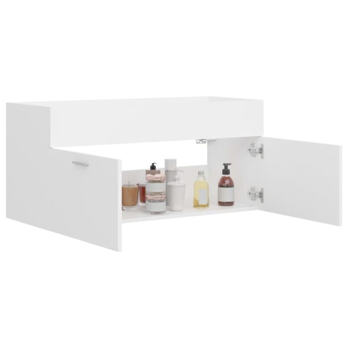 Armoire d'évier Blanc 100x38,5x46 cm Bois d’ingénierie – Image 2
