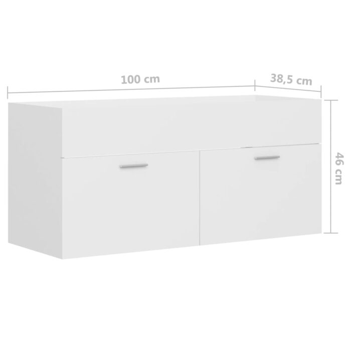 Armoire d'évier Blanc 100x38,5x46 cm Bois d’ingénierie – Image 6