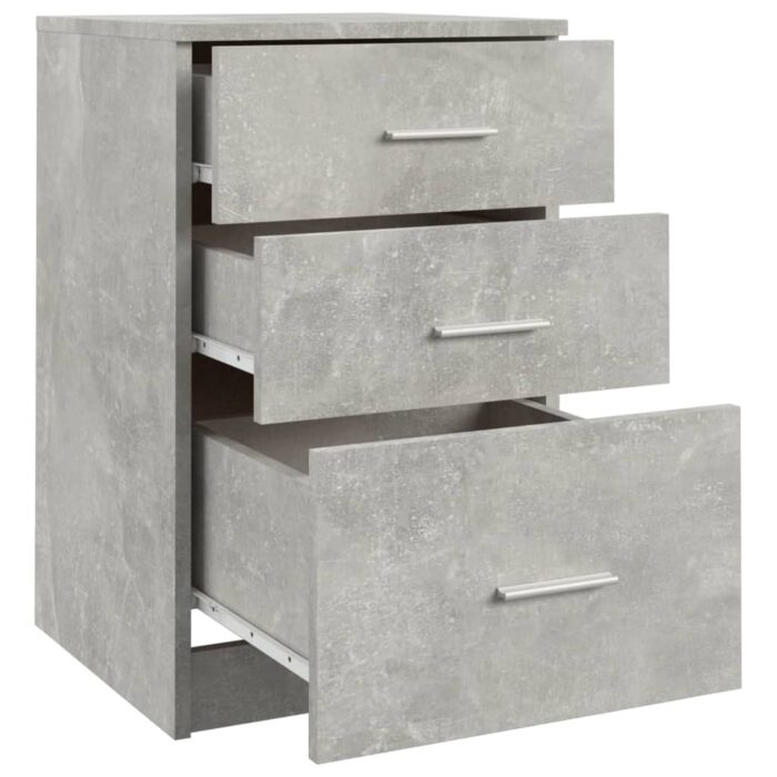 Table de chevet Gris béton 40x40x63 cm bois d’ingénierie – Image 6