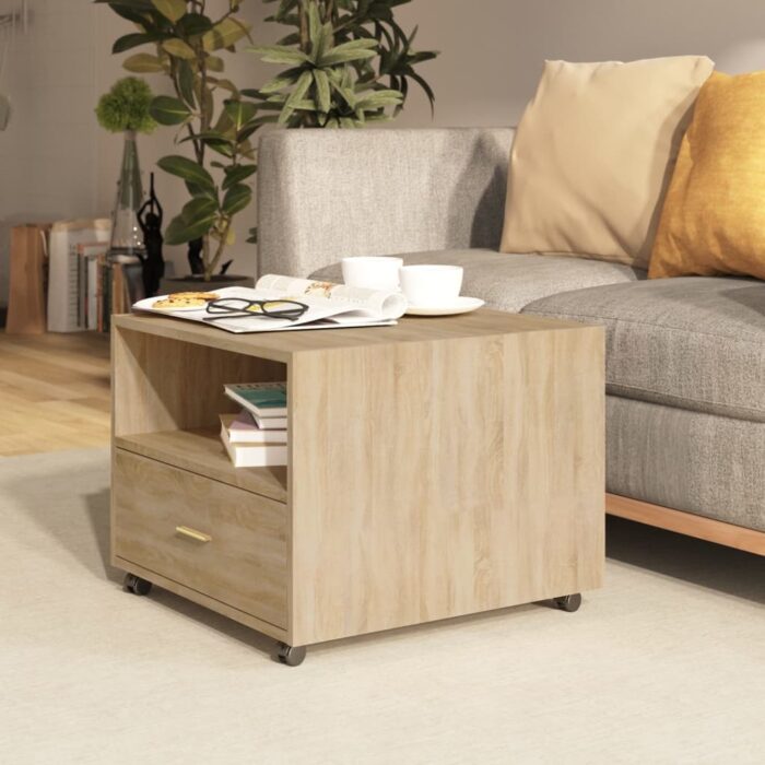 Table basse chêne sonoma 55x55x40 cm bois d'ingénierie – Image 1