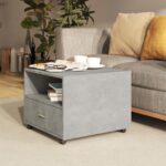 Table basse gris béton 55x55x40 cm bois d'ingénierie