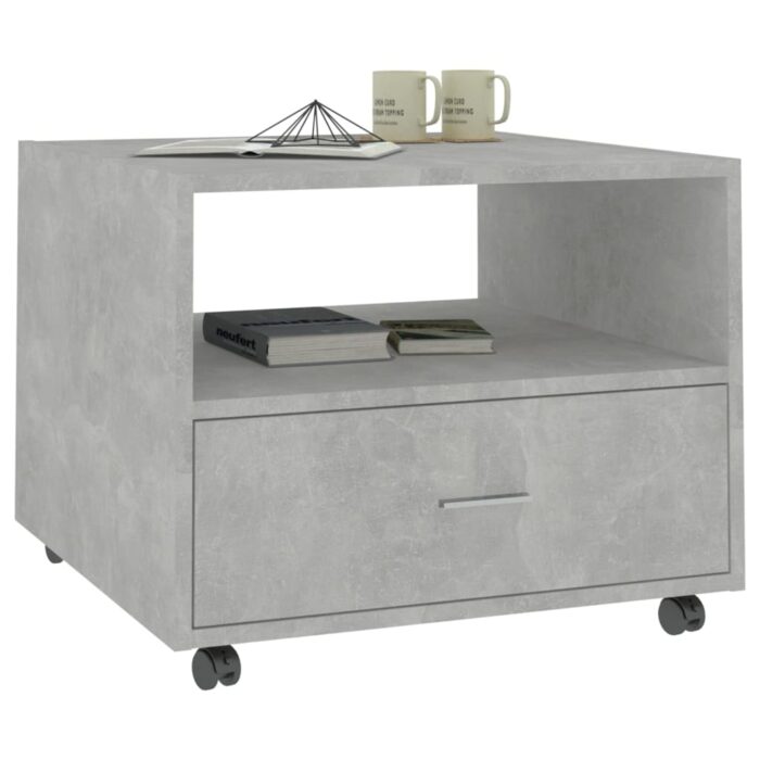 Table basse gris béton 55x55x40 cm bois d'ingénierie – Image 2