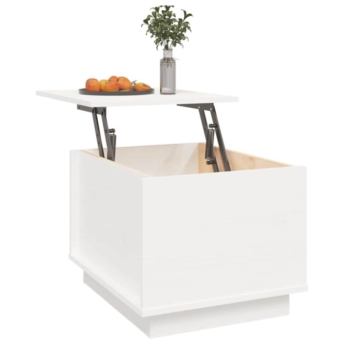 Table basse Blanc 40x50x35 cm Bois massif de pin – Image 3