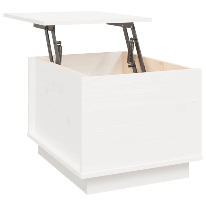 Table basse Blanc 40x50x35 cm Bois massif de pin – Image 6