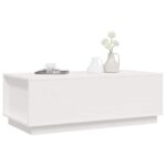 Table basse Blanc 100x50x35 cm Bois massif de pin – Image 2