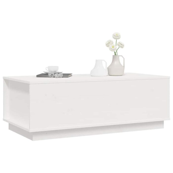 Table basse Blanc 100x50x35 cm Bois massif de pin – Image 2