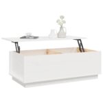 Table basse Blanc 100x50x35 cm Bois massif de pin – Image 3