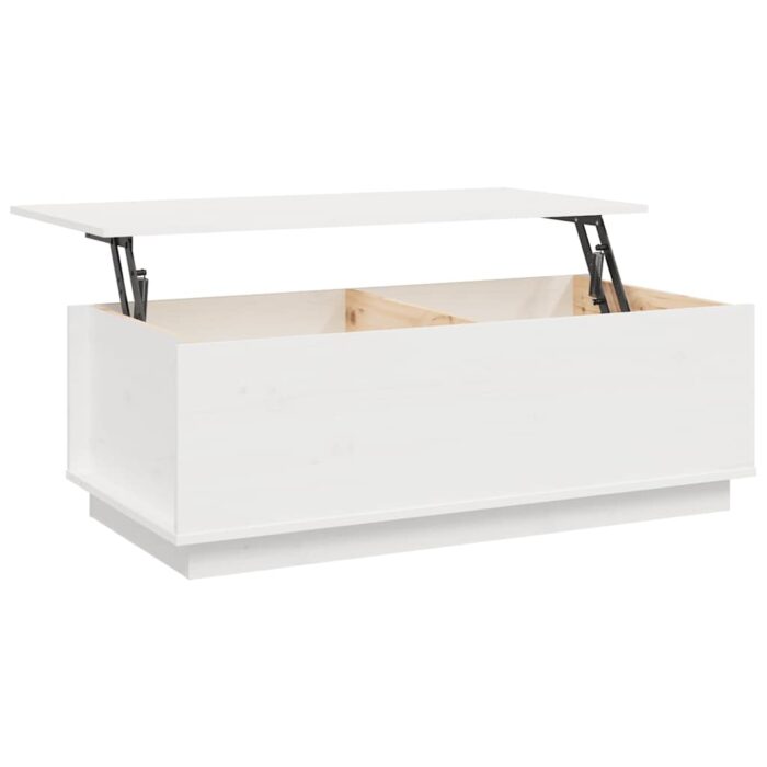 Table basse Blanc 100x50x35 cm Bois massif de pin – Image 6
