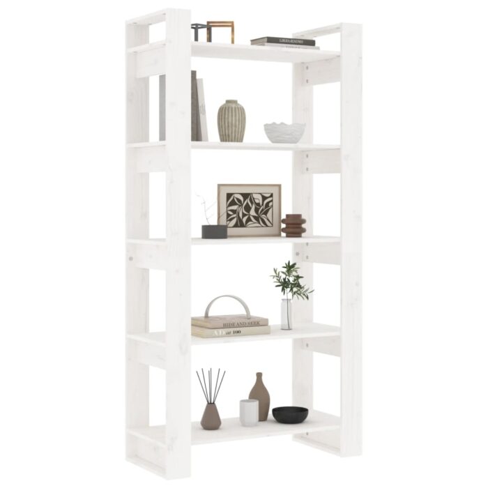 Bibliothèque/Séparateur de pièce Blanc 80x35x160 cm Bois massif – Image 2