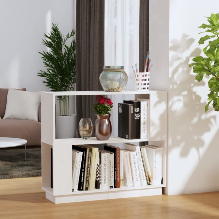 Bibliothèque/Séparateur de pièce Blanc 80x25x70 cm Pin solide – Image 1