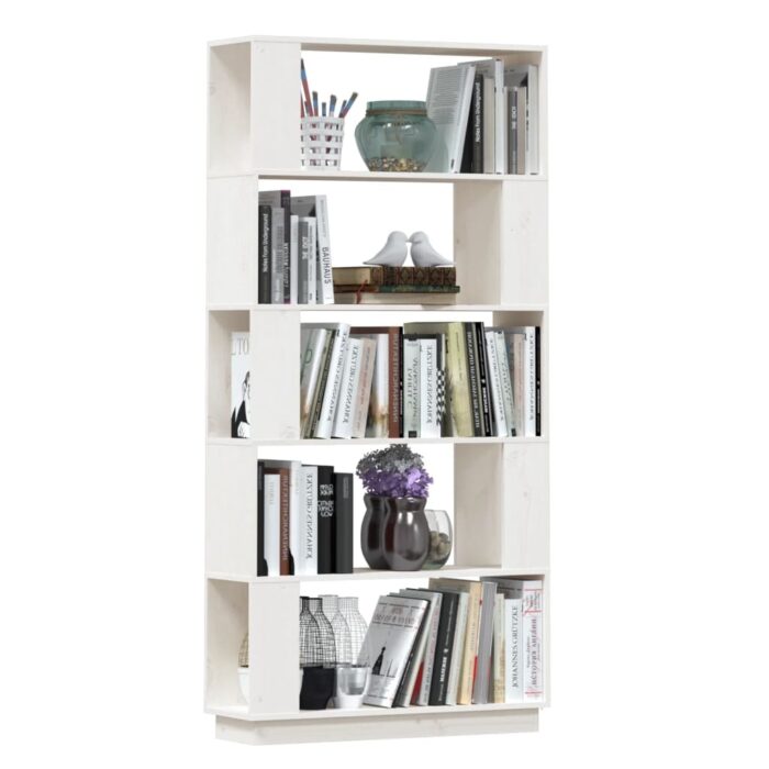 Bibliothèque/Séparateur de pièce Blanc 80x25x163,5cm Pin massif – Image 3
