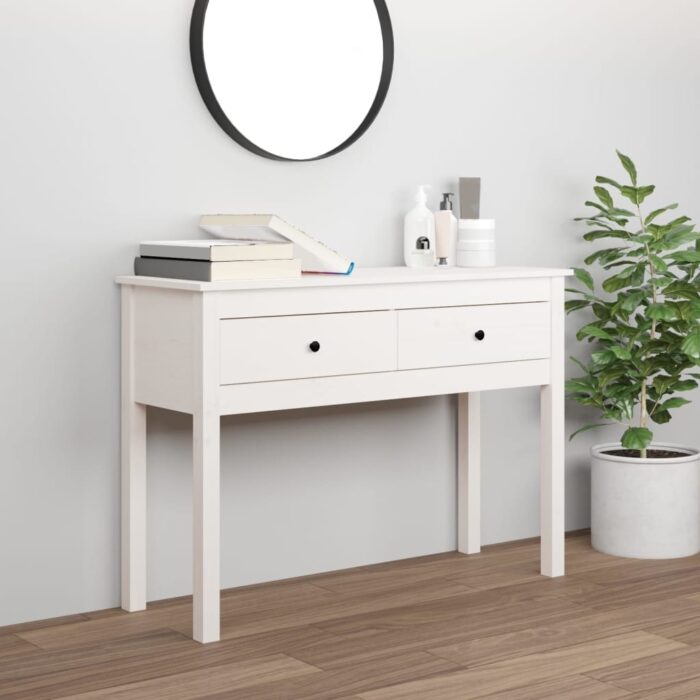 Table console Blanc 100x35x75 cm Bois massif de pin – Image 1