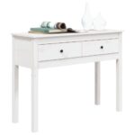 Table console Blanc 100x35x75 cm Bois massif de pin – Image 2