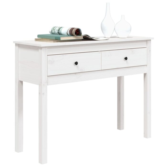 Table console Blanc 100x35x75 cm Bois massif de pin – Image 2