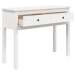 Table console Blanc 100x35x75 cm Bois massif de pin – Image 5