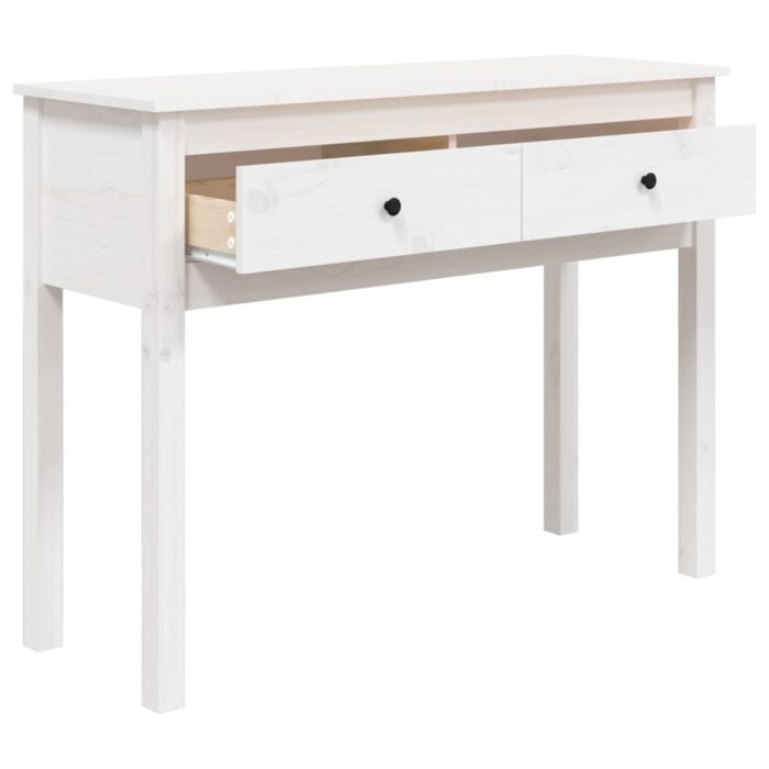 Table console Blanc 100x35x75 cm Bois massif de pin – Image 5