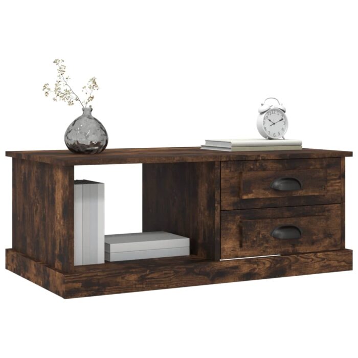 Table basse Chêne fumé 90x50x35 cm Bois d'ingénierie – Image 2