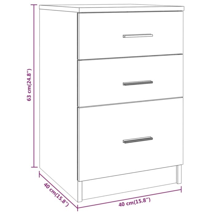 Table de chevet Sonoma gris 40x40x63 cm Bois d'ingénierie – Image 7