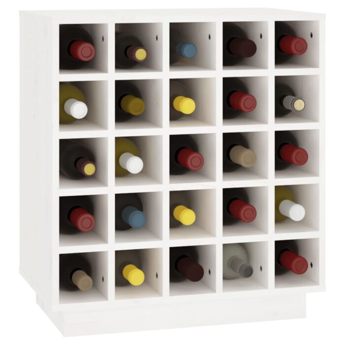 Armoire à vin Blanc 55,5x34x61 cm Bois de pin massif – Image 2