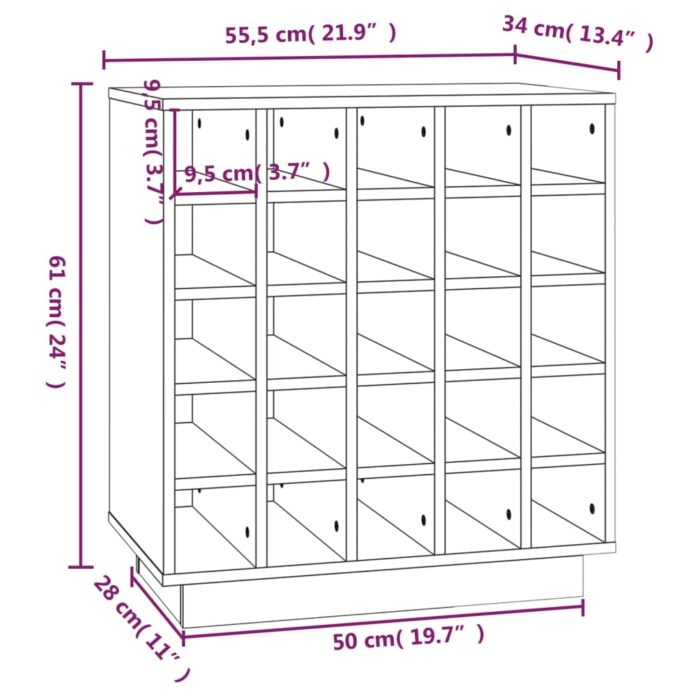 Armoire à vin Blanc 55,5x34x61 cm Bois de pin massif – Image 6