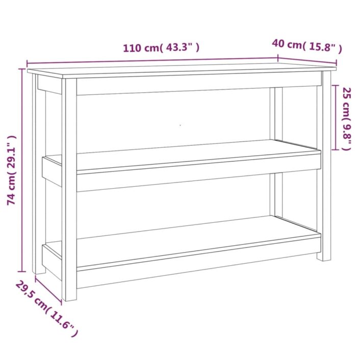 Table console Blanc 110x40x74 cm Bois massif de pin – Image 6