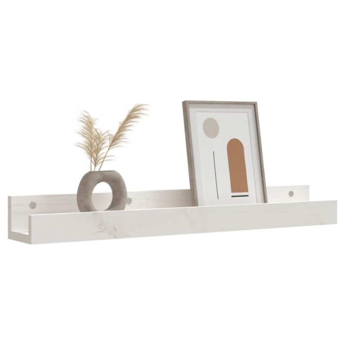 Étagères murales 2 pcs Blanc 80x12x9 cm Bois de pin massif – Image 5